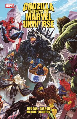 Cover of Godzilla destroys the Marvel Universe
