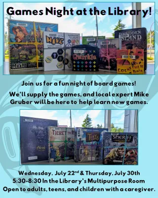 Games Nights are back!

Join us next Wednesday for Games Night with Mike. We'll have an assortment …